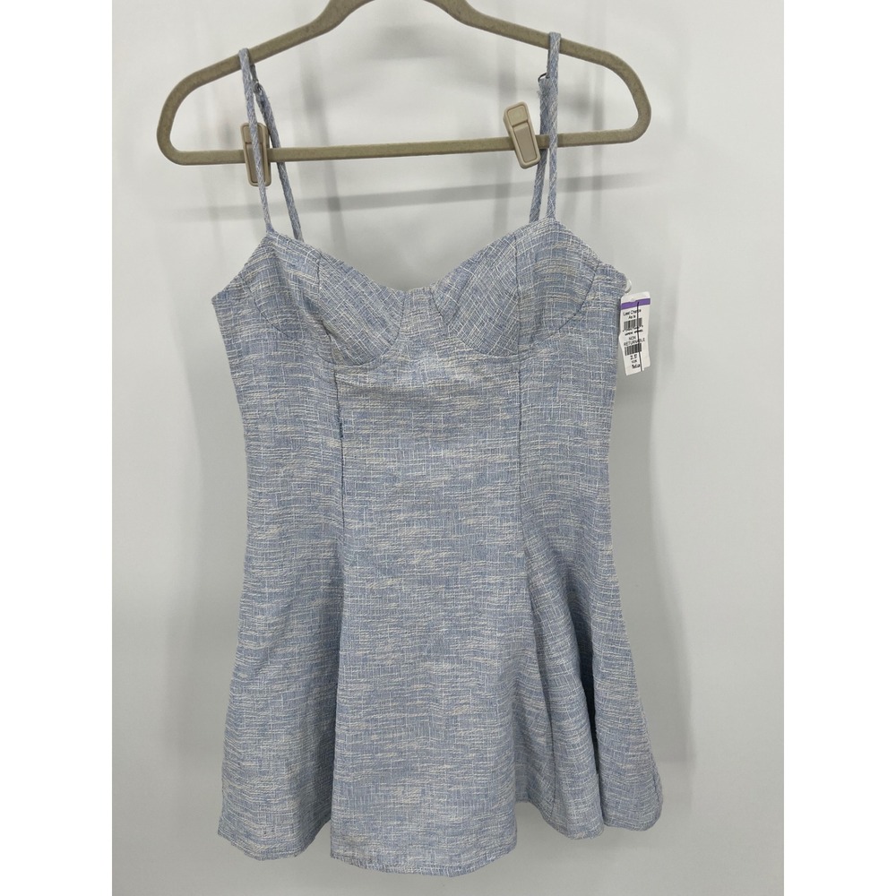 Willow Blue Tweed Mini Dress Sweetheart Bustier Fit and Flare Med Needs Repair